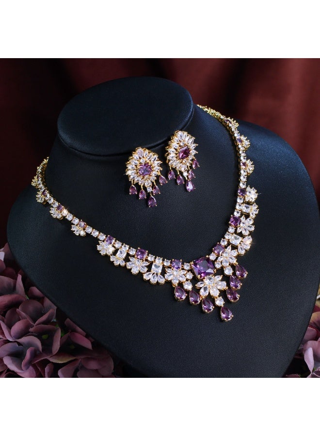 Luxury Zirconia Bridal Jewelry Set for Women – Elegant Crystal Necklace & Earrings, Wedding Evening Dress Accessories Set  - Image 4