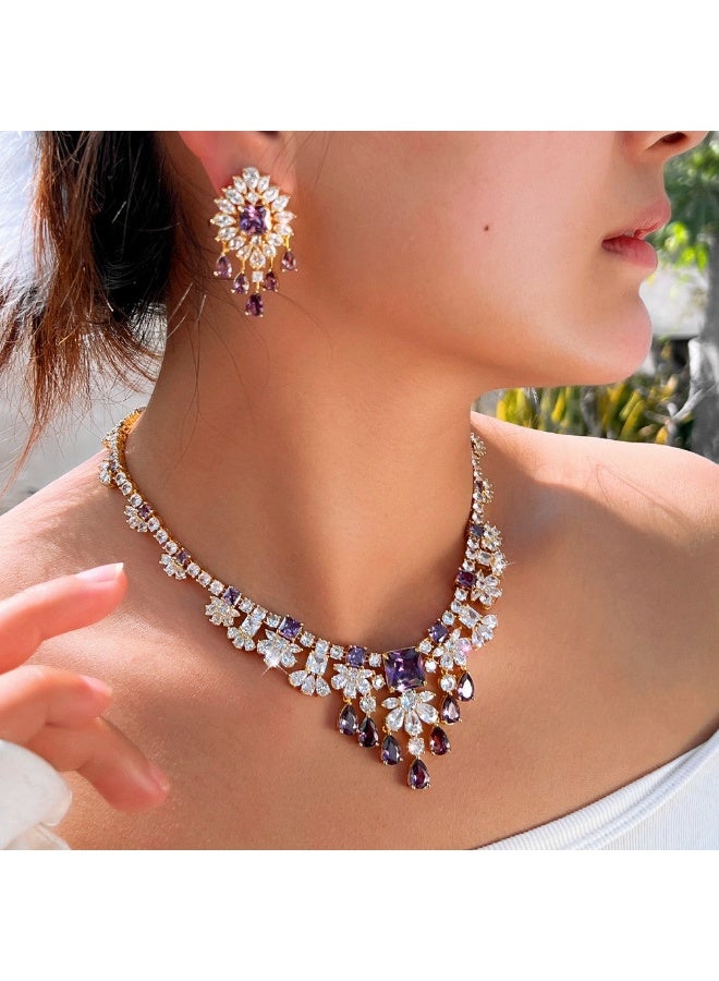 Luxury Zirconia Bridal Jewelry Set for Women – Elegant Crystal Necklace & Earrings, Wedding Evening Dress Accessories Set  - Image 3