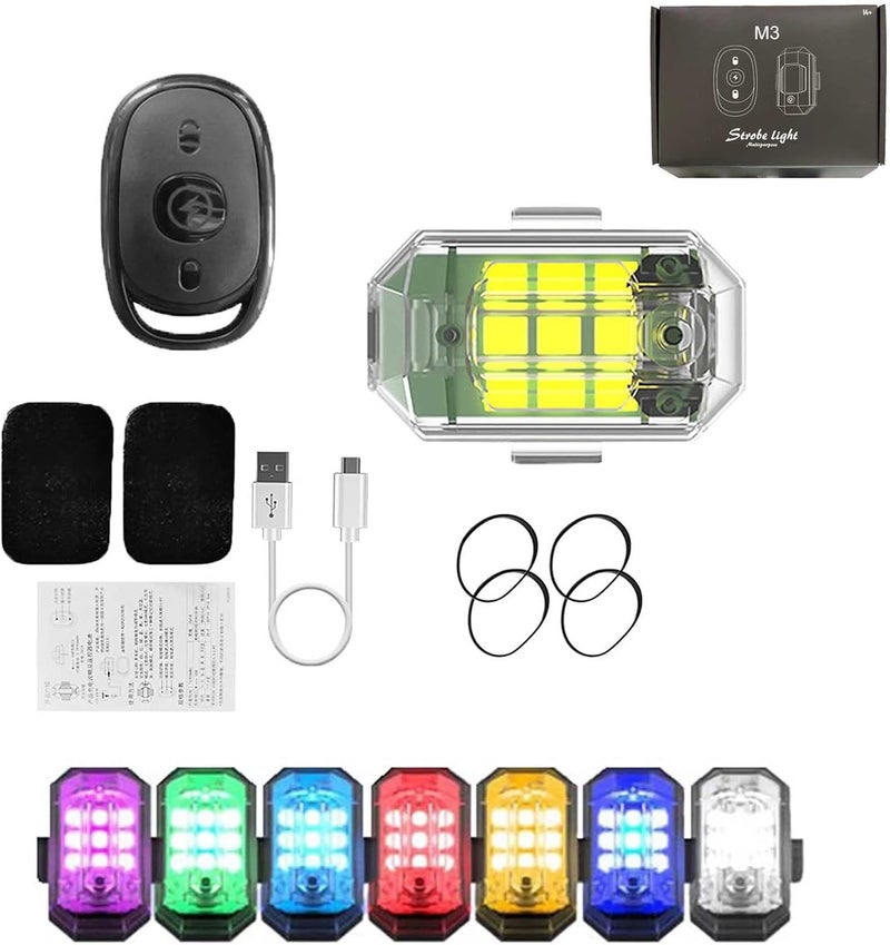 woobles High Brightness Wireless Led Strobe Light, 7 Colors Rechargeable Flashing Lights, Led Aircraft Strobe Lights with Remote Control, Wireless Led Strobe Lights Anti-collision Night Signal Light (1Pack) 1Pack - Image 1