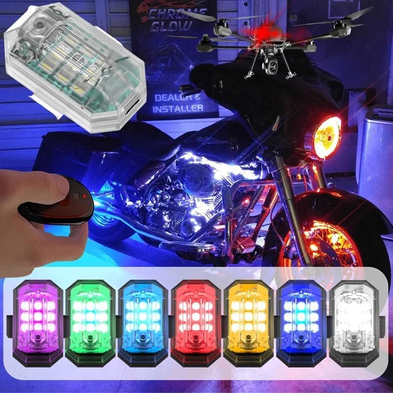 woobles High Brightness Wireless Led Strobe Light, 7 Colors Rechargeable Flashing Lights, Led Aircraft Strobe Lights with Remote Control, Wireless Led Strobe Lights Anti-collision Night Signal Light (1Pack) 1Pack - Image 2
