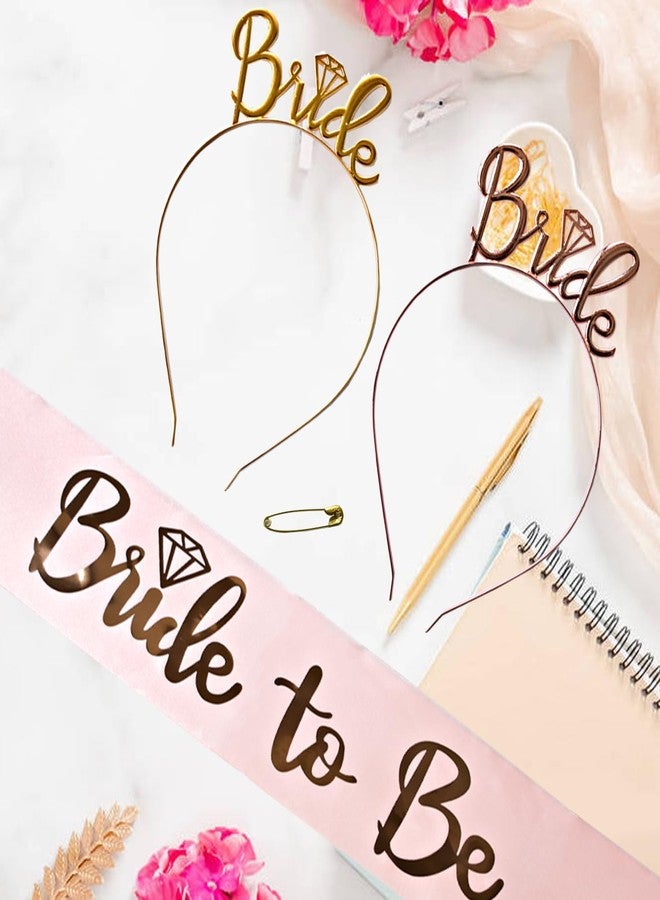 Chewarelly 3 Pack Bride to Be Decorations Set, Bride to Be Sash, White Bride Veil, Bride Headband Tiara for Bachelorette Party Bridal Shower Decoration(White with Gold) - Image 4