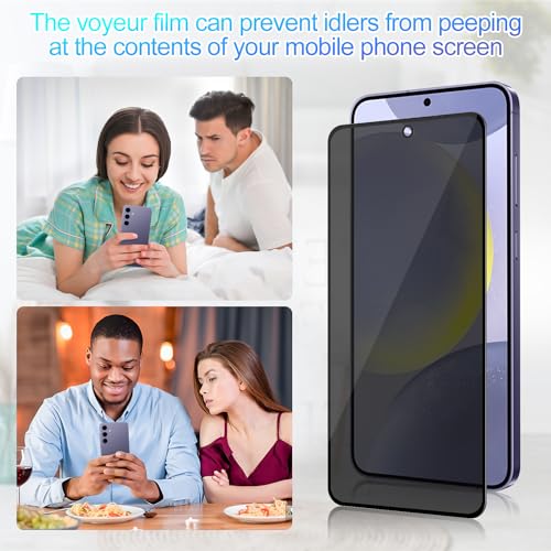 Lokyoo 2 Pack Privacy Screen Protector for Samsung Galaxy S24 [Anti-Spy Tempered Glass] [Fingerprint Unlock Support], Anti-Scratch, Bubble-Free, Easy Install 9H Protective Glass for Galaxy S24 - Image 2