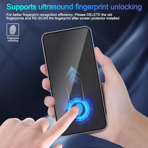 Lokyoo 2 Pack Privacy Screen Protector for Samsung Galaxy S24 [Anti-Spy Tempered Glass] [Fingerprint Unlock Support], Anti-Scratch, Bubble-Free, Easy Install 9H Protective Glass for Galaxy S24 - Image 4