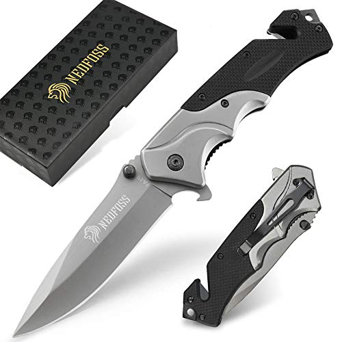 NedFoss FA49 Pocket Knife for Men, 4-in-1 Multitool Folding Knife with Glass Breaker, Seat Belt Cutter, Bottle Opener, Survival Knife for Emergency Rescue Situations, Home Improvements - Image 1