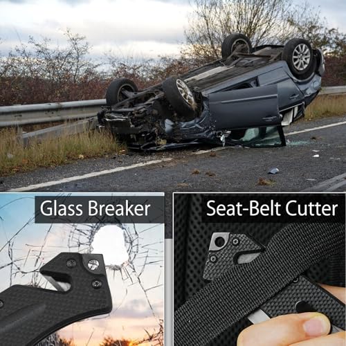 NedFoss FA49 Pocket Knife for Men, 4-in-1 Multitool Folding Knife with Glass Breaker, Seat Belt Cutter, Bottle Opener, Survival Knife for Emergency Rescue Situations, Home Improvements - Image 3