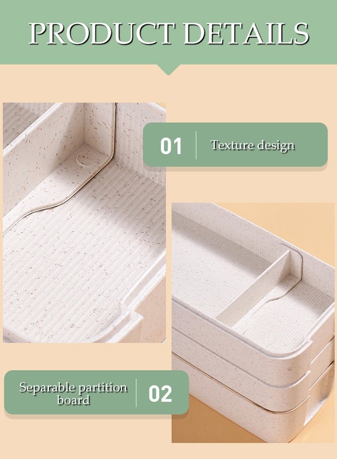 DUNISO 3 Layer Bento Box Large Capacity Leak-Proof Lunch Container with Adjustable Compartments 4-in-1Meal Prep Container Box with Fork and Spoon Portable Meal Prep Container Food Storage Box for School Office Camping Outdoor， Microwaveable Safe - Image 5