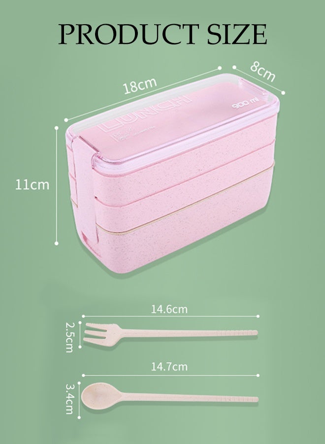 DUNISO 3 Layer Bento Box Large Capacity Leak-Proof Lunch Container with Adjustable Compartments 4-in-1Meal Prep Container Box with Fork and Spoon Portable Meal Prep Container Food Storage Box for School Office Camping Outdoor， Microwaveable Safe - Image 4