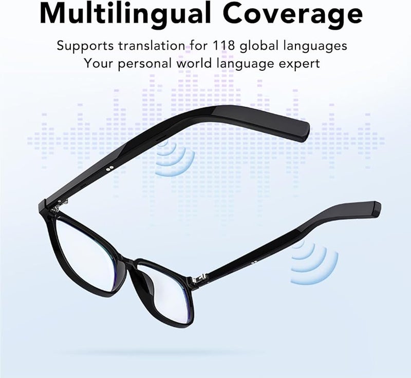 نظارات ذكية بالذكاء الاصطناعي بلوتوث ترجمة فورية 118 لغة نظارات شمسية بعدسات مغناطيسية - Image 4