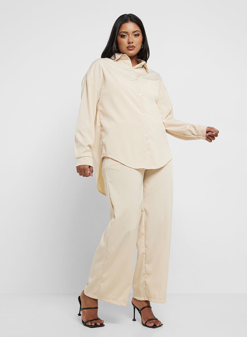 Ginger Plus Relaxed Fit Button Down Shirt & Pant Coord Set - Image 1