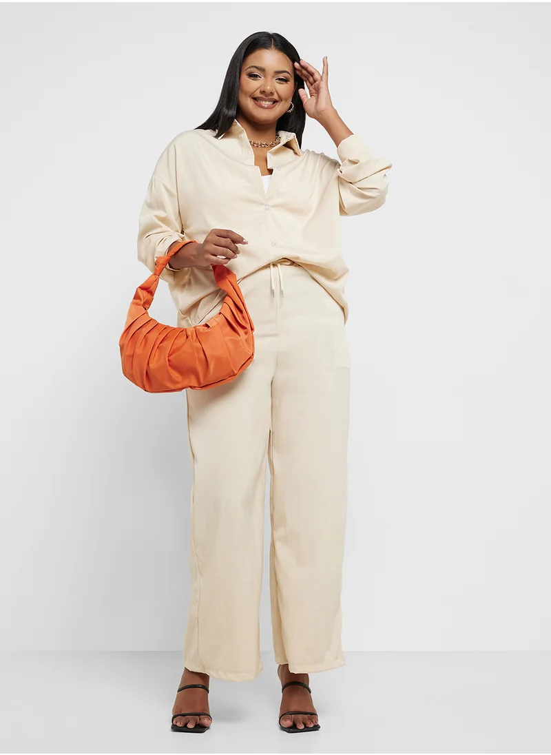 Ginger Plus Relaxed Fit Button Down Shirt & Pant Coord Set