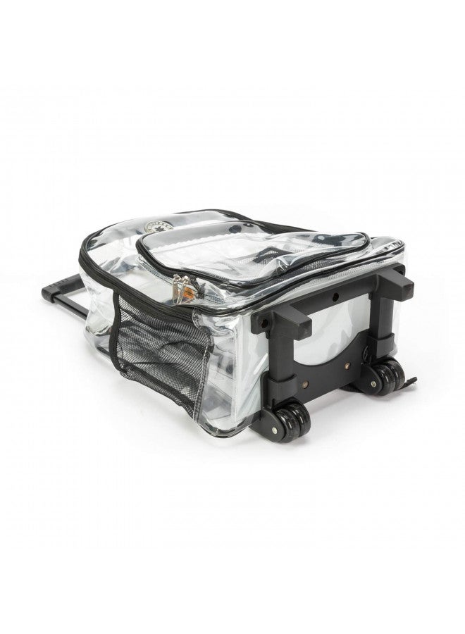 K-Cliffs Rolling Clear Backpack Heavy Duty Bookbag Quality See Through Workbag Travel Daypack Transparent School Book Bags w/Wheels Black - Image 3