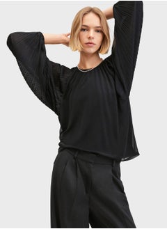 Balloon Sleeve Pleat Detail Top
