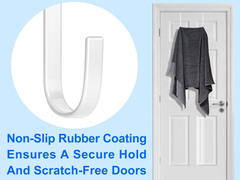 Mars-Rock Over The Door Metal Hooks with Plastic Coating 7.5" Fit 0.5" to 1 3/4" Door 4 Pcs Heavy Duty Single Towel Robe Rack Wreath Bathroom Shower Hanger Shoe Organizer Ironing Board Long White - Image 5