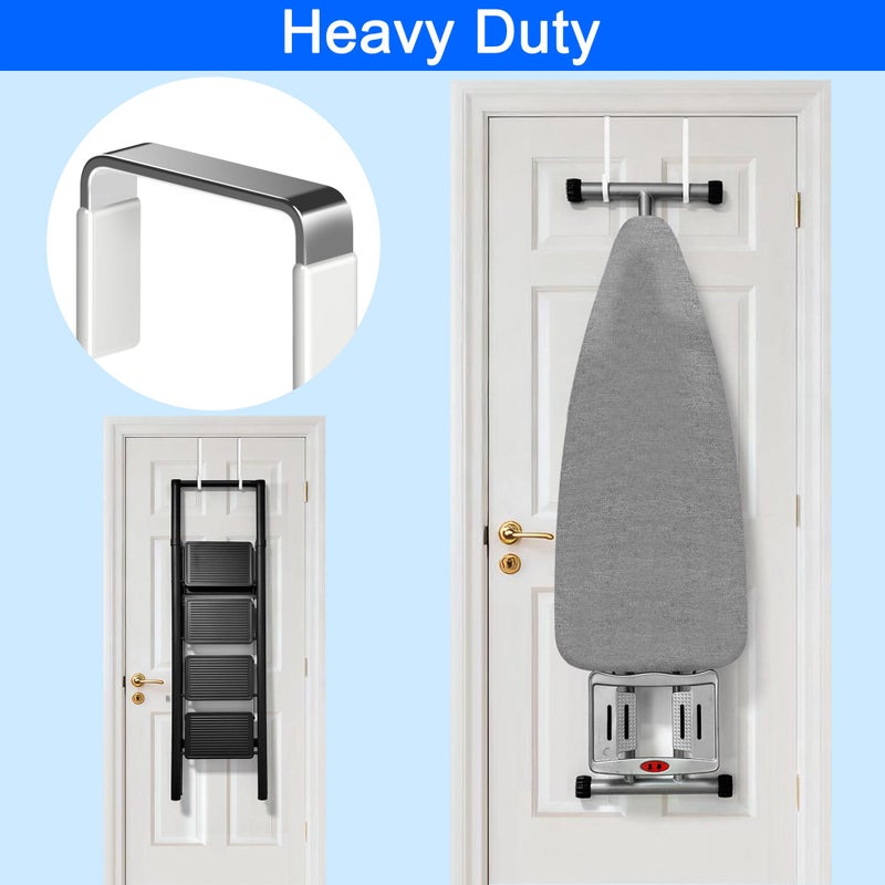 Mars-Rock Over The Door Metal Hooks with Plastic Coating 7.5" Fit 0.5" to 1 3/4" Door 4 Pcs Heavy Duty Single Towel Robe Rack Wreath Bathroom Shower Hanger Shoe Organizer Ironing Board Long White - Image 3