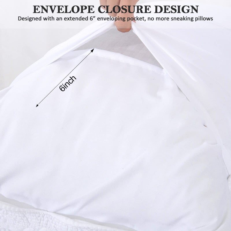 BOSOWOS BOSOWOS Quilted Pillow Shams Set of 2  Decorative Microfiber King Bed Pillow Shams  Soft Breathable Pillow Covers with Envelope Closure (White  2Pcs:20 x 36inch)  - Image 4