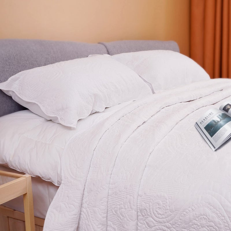 BOSOWOS BOSOWOS Quilted Pillow Shams Set of 2  Decorative Microfiber King Bed Pillow Shams  Soft Breathable Pillow Covers with Envelope Closure (White  2Pcs:20 x 36inch)  - Image 5