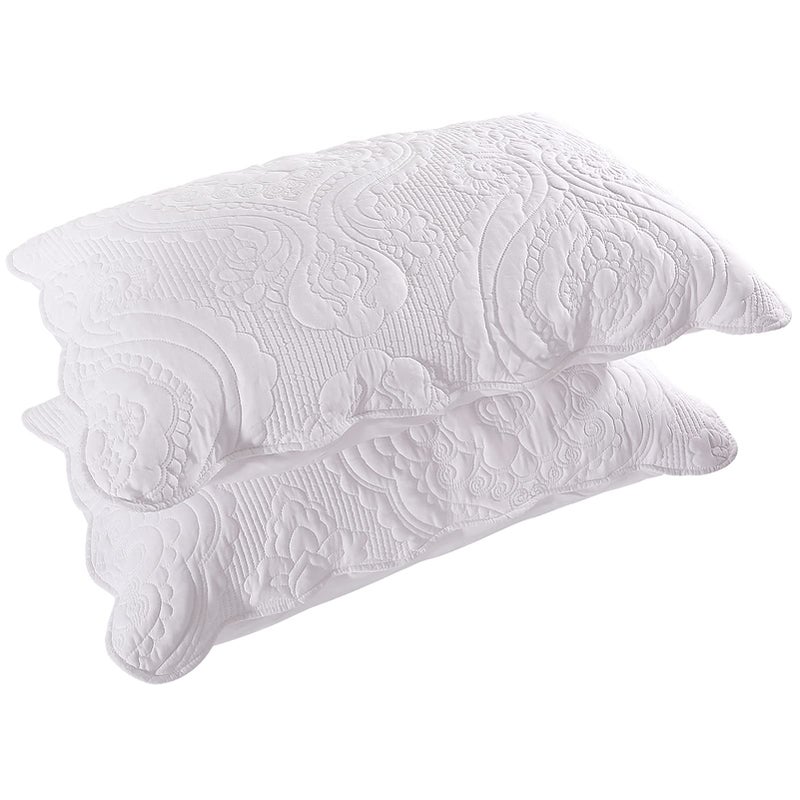 BOSOWOS BOSOWOS Quilted Pillow Shams Set of 2  Decorative Microfiber King Bed Pillow Shams  Soft Breathable Pillow Covers with Envelope Closure (White  2Pcs:20 x 36inch)  - Image 1