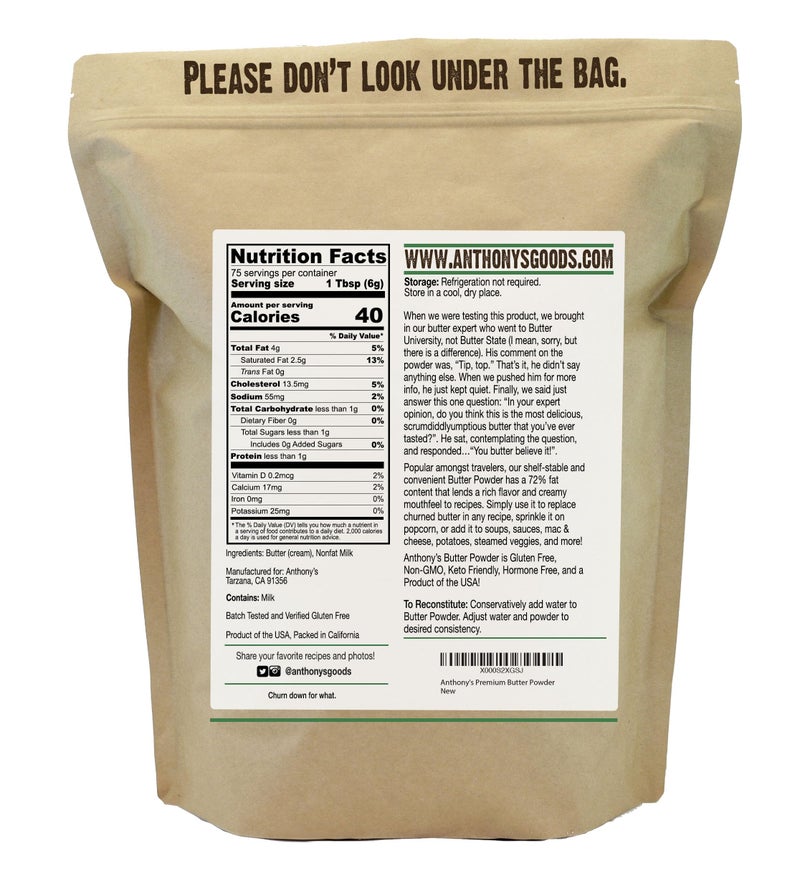 Anthony's Premium Butter Powder, 1 lb, Gluten Free, Non GMO, Made in USA, Keto Friendly, Hormone Free - Image 2