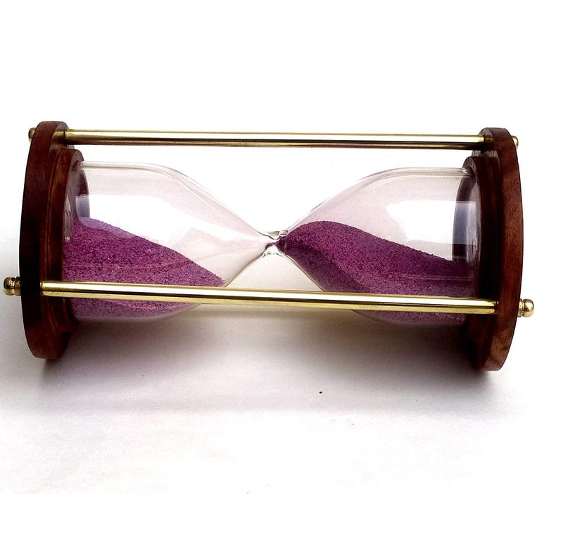 Best Wooden and Brass 5 Minutes Sand Timer Hour Glass Clock Home Decor Ideal for Exercise Tea Making Study Table Decor Antique Nautical Decor Theme Height 6 Inches  - Image 5