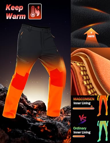 MAGCOMSEN Mens Waterproof Snow Pants - Ski & Snowboard Pants for Men - Black - Image 4