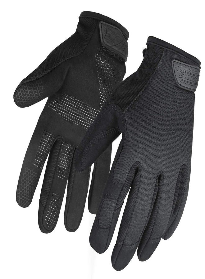 OZERO Mens Work Gloves: Touchscreen Heavy Duty Grip Breathable Gloves - for Warehouse Mechanic Outdoor Construction Gardening Trucker Yard Wood Work Black Medium - Image 1