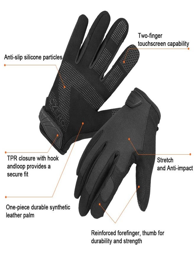 OZERO Mens Work Gloves: Touchscreen Heavy Duty Grip Breathable Gloves - for Warehouse Mechanic Outdoor Construction Gardening Trucker Yard Wood Work Black Medium - Image 2