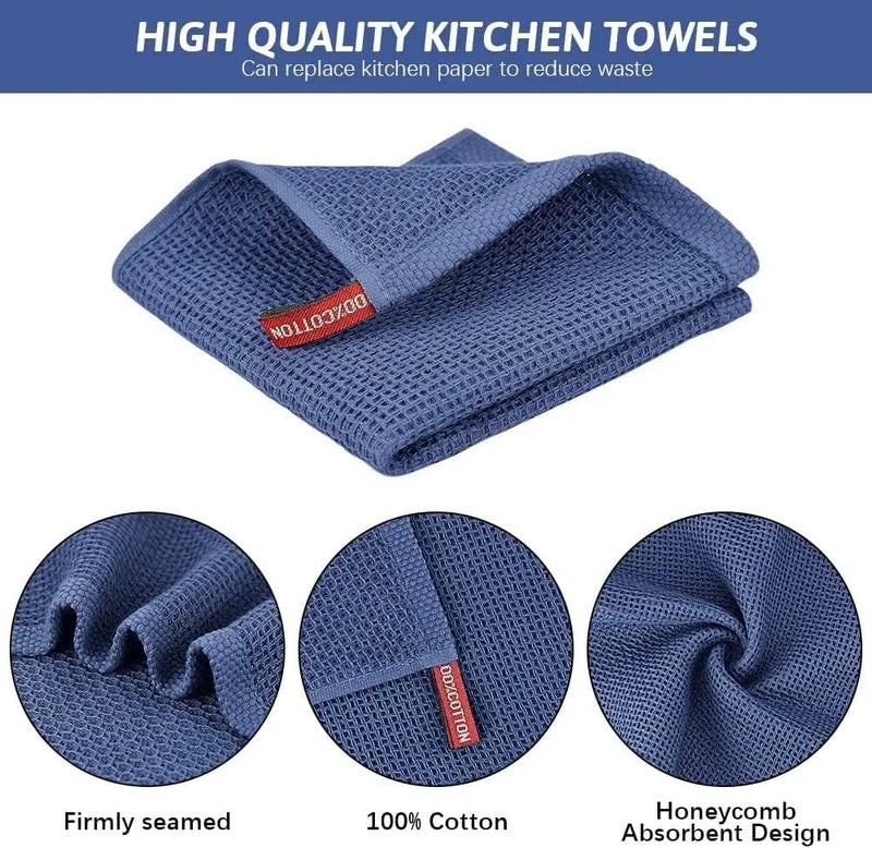 MAKINGTEC 100% Cotton Kitchen Dish Cloths, 6-Pack Ultra Soft Absorbent Quick Drying Dish Towels, Quick Drying Tea Towels Set, 12x12 Inches, Navy Blue - Image 2