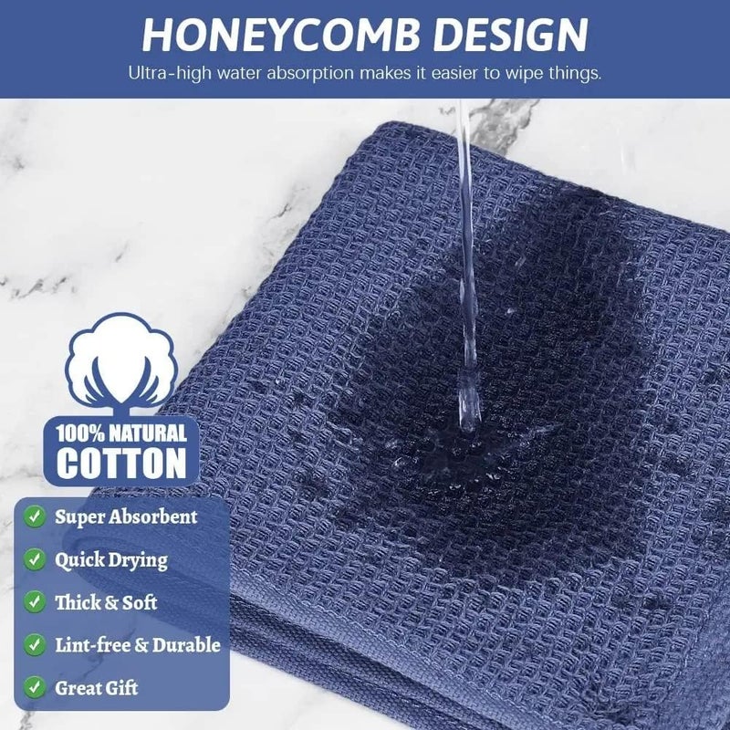 MAKINGTEC 100% Cotton Kitchen Dish Cloths, 6-Pack Ultra Soft Absorbent Quick Drying Dish Towels, Quick Drying Tea Towels Set, 12x12 Inches, Navy Blue - Image 3