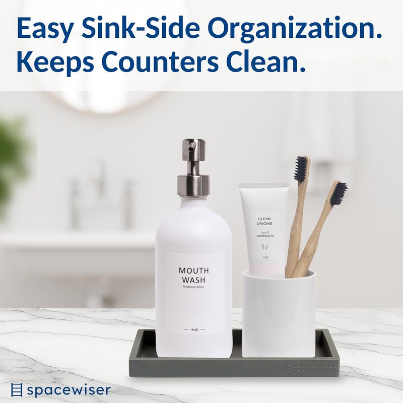 Spacewiser Countertop and Vanity Tray – Small 7.7" Silicone Soap Dispenser Tray, Shatterproof Flexible Bathroom Tray, Kitchen Sink Tray for Soap Bottles, Key Trinket Ring Tray, Original Silicone Tray - Image 4