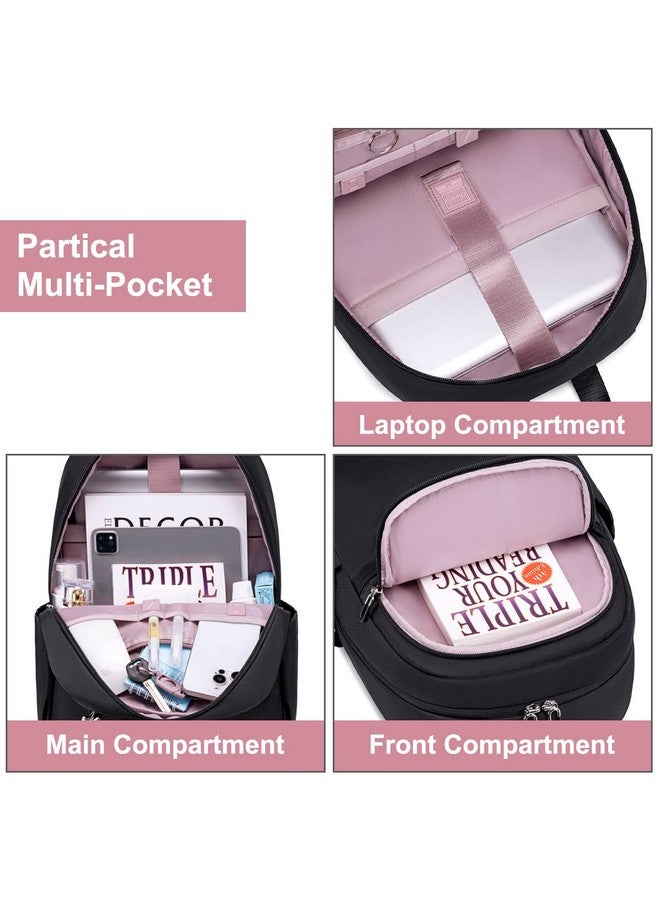 CHANTRIA Small Backpack for Women 13L Compact 14-inch Laptop Backpack Multi-pocket Water-resistant Stylish Backpack with Fashion Pendant, Ladies Backpack for Daypack Casual Daily Use, Black - Image 3