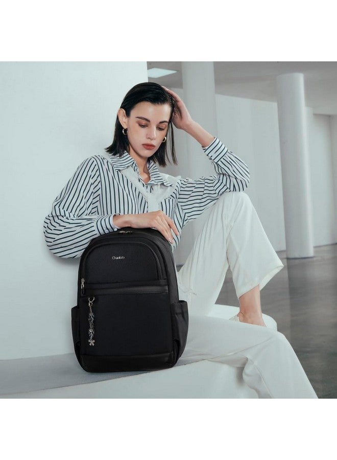 CHANTRIA Small Backpack for Women 13L Compact 14-inch Laptop Backpack Multi-pocket Water-resistant Stylish Backpack with Fashion Pendant, Ladies Backpack for Daypack Casual Daily Use, Black - Image 4