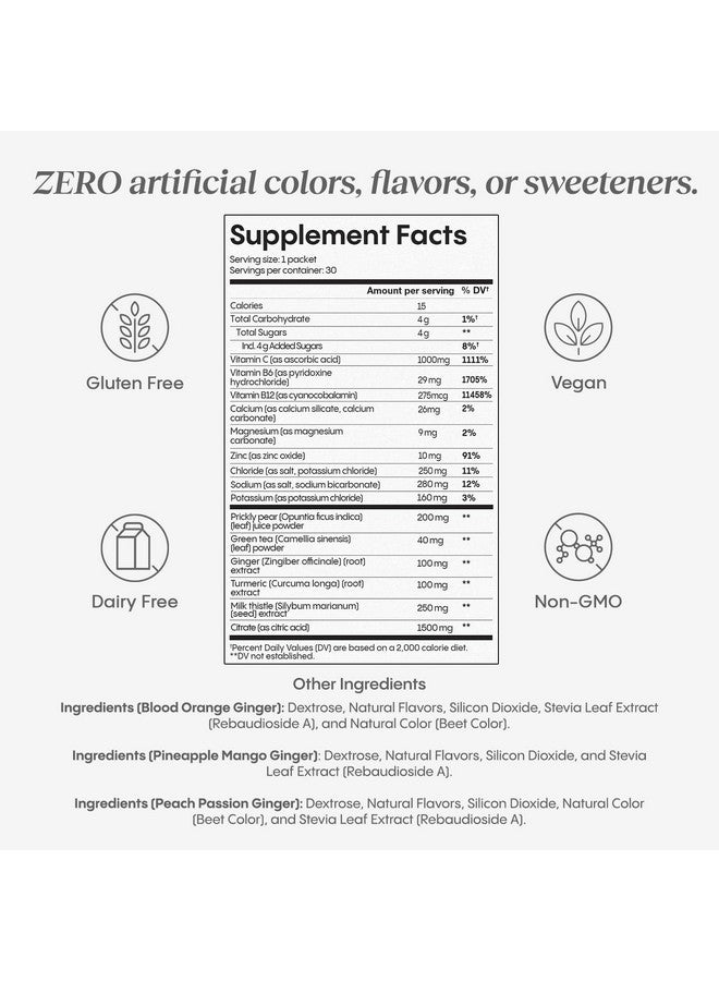 Hydralyte هيدرا لايت دعم الكبد + مزيج الكهارل مع حليب الشوك، الكركم، الزنجبيل، التين الشوكي، مستخلص الشاي الأخضر مصمم لإعادة الترطيب السريع (نكهات متنوعة، 30 عبوة) - Image 2