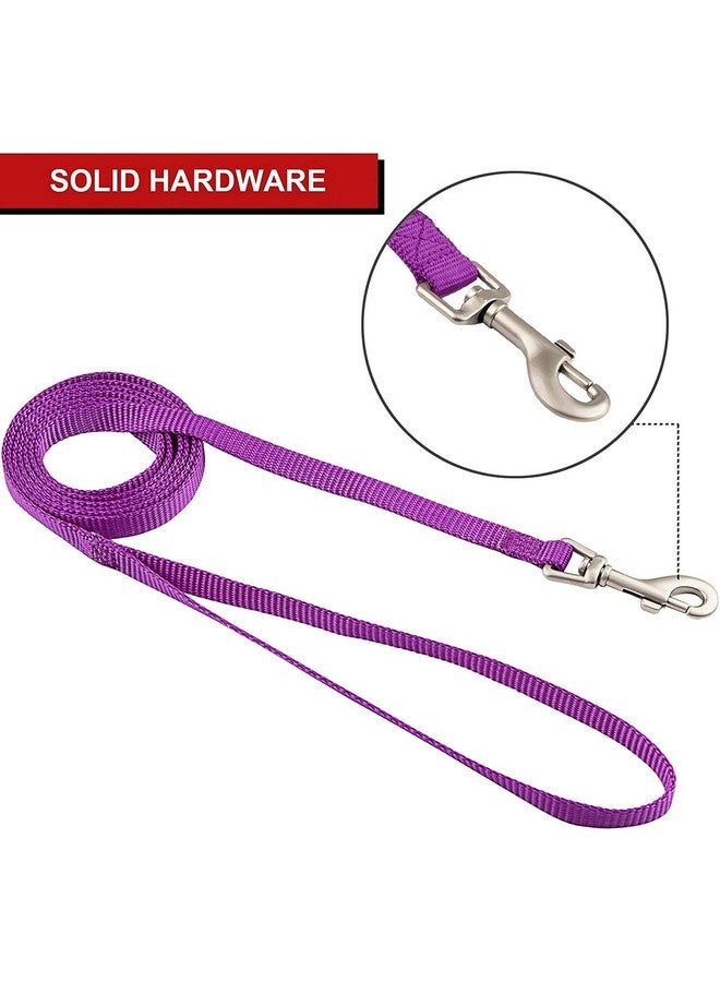 طقم طوق ومقود من النايلون عالي الجودة للجراء، طوق نايلون قابل للتعديل مع مقود للكلاب الصغيرة والمتوسطة، طقم طوق سريع الفك وجيد التهوية للكلاب الصغيرة (أرجواني) - Image 3