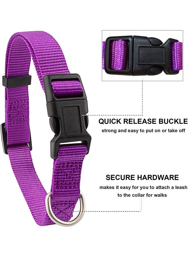 طقم طوق ومقود من النايلون عالي الجودة للجراء، طوق نايلون قابل للتعديل مع مقود للكلاب الصغيرة والمتوسطة، طقم طوق سريع الفك وجيد التهوية للكلاب الصغيرة (أرجواني) - Image 4