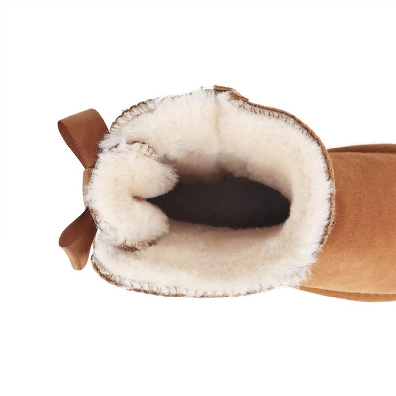 JOY IN LOVE Women's Snow Boots for Winter Shoes Back Bows Chestnut 8.5 US - Image 4