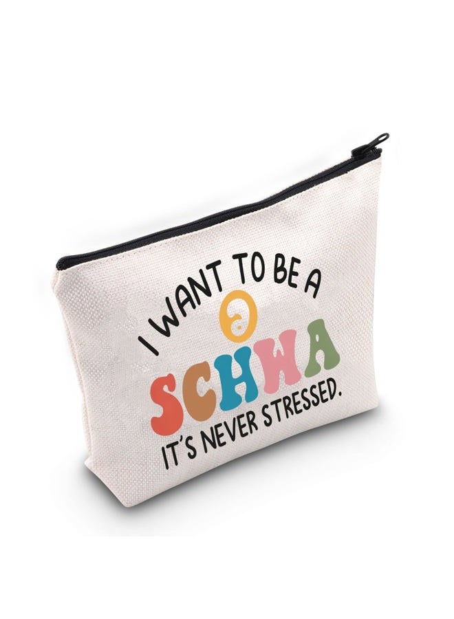 BLUPARK Teacher Gift Teacher Makeup Bag Reading Teacher Gift Teacher Bag Reading Specialist Gift SLP Gift Speech Therapist Gifts(Schwa Bag)  - Image 1