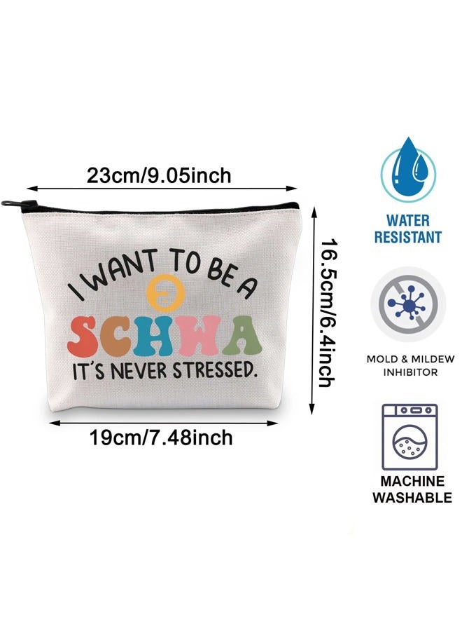 BLUPARK Teacher Gift Teacher Makeup Bag Reading Teacher Gift Teacher Bag Reading Specialist Gift SLP Gift Speech Therapist Gifts(Schwa Bag)  - Image 2