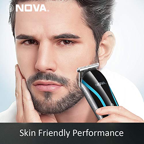 Nova نوفا NHT 1073 قابل لإعادة الشحن عبر USB وبدون سلك: ماكينة قص شعر احترافية للرجال، باللون الأزرق - Image 5