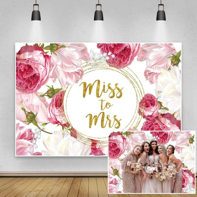 Yeele خلفية ييلي 10x8 قدم من الآنسة إلى السيدة لحفل الزفاف زهور وردية بلون الخدود زينة حلقة ذهبية خلفية تصوير للعروس المقبلة زينة طاولة كعكة حفل خطوبة لافتة أدوات تصوير كشك - Image 2