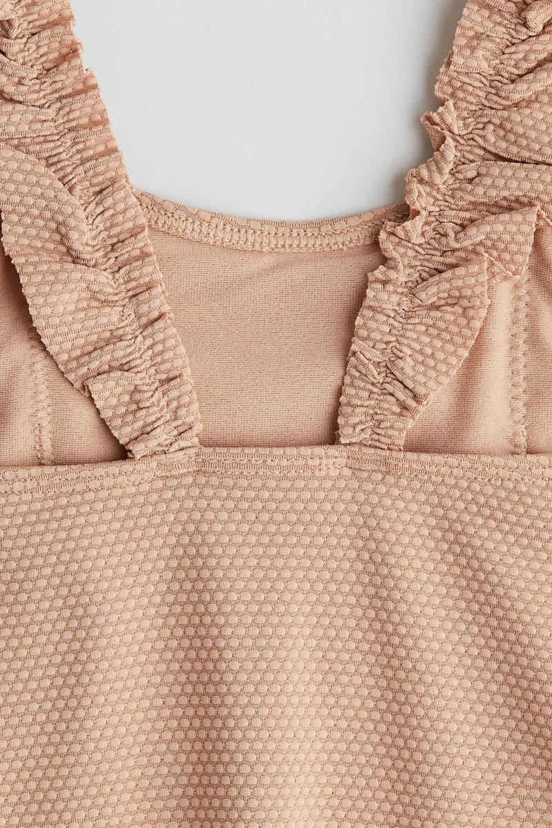 H&M Textured frill-trimmed swimsuit