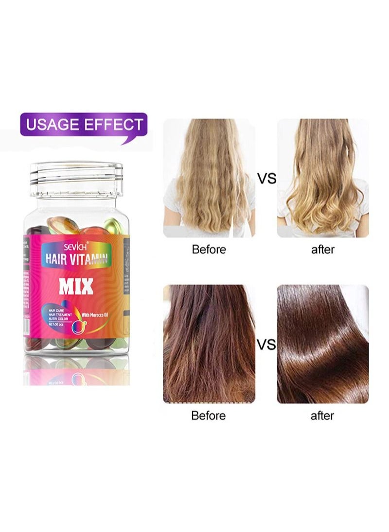 Sevich - Hair Vitamin Essence Capsules, Hair Moisturizing Essence Formula, Contains Vitamin A C E Vitamin B5, Argan Oil Repairs Damaged Hair (30 Capsules Mixed) - Image 1