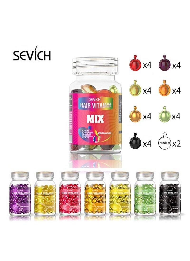 Sevich - Hair Vitamin Essence Capsules, Hair Moisturizing Essence Formula, Contains Vitamin A C E Vitamin B5, Argan Oil Repairs Damaged Hair (30 Capsules Mixed) - Image 1