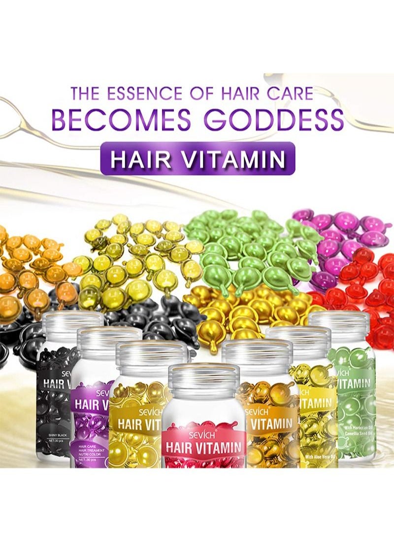 Sevich - Hair Vitamin Essence Capsules, Hair Moisturizing Essence Formula, Contains Vitamin A C E Vitamin B5, Argan Oil Repairs Damaged Hair (30 Capsules Mixed) - Image 1