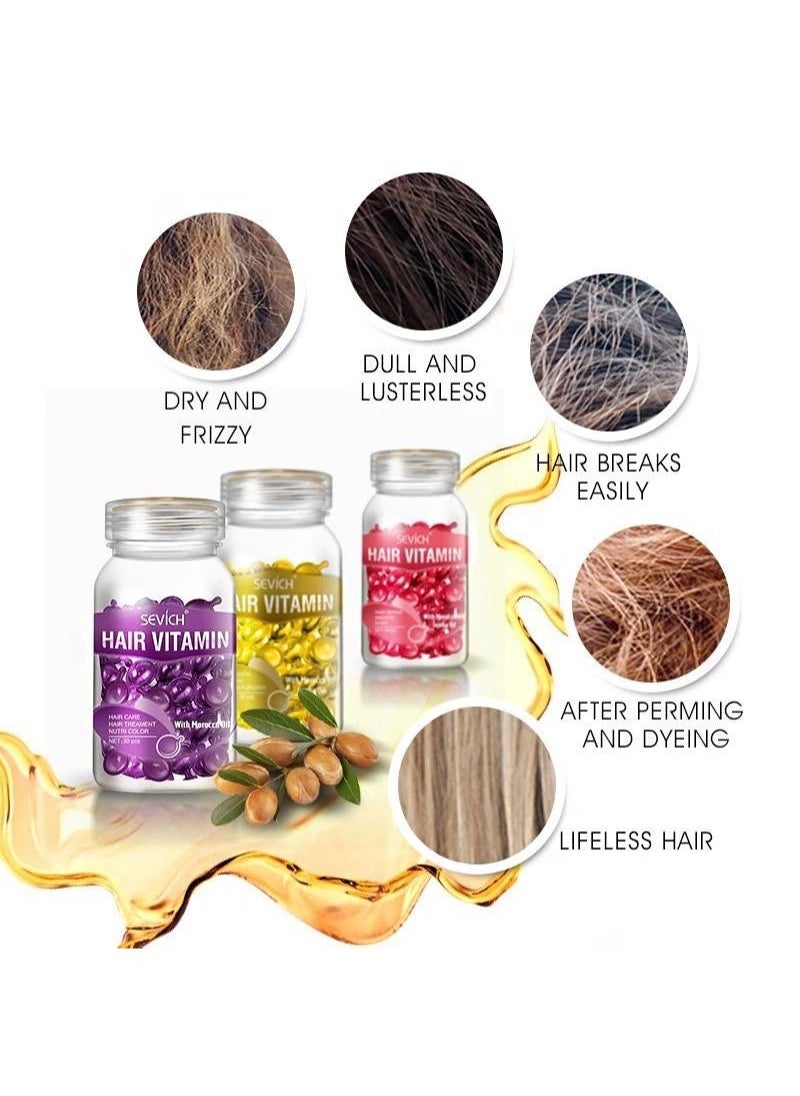 Sevich - Hair Vitamin Essence Capsules, Hair Moisturizing Essence Formula, Contains Vitamin A C E Vitamin B5, Argan Oil Repairs Damaged Hair (30 Capsules Mixed) - Image 1