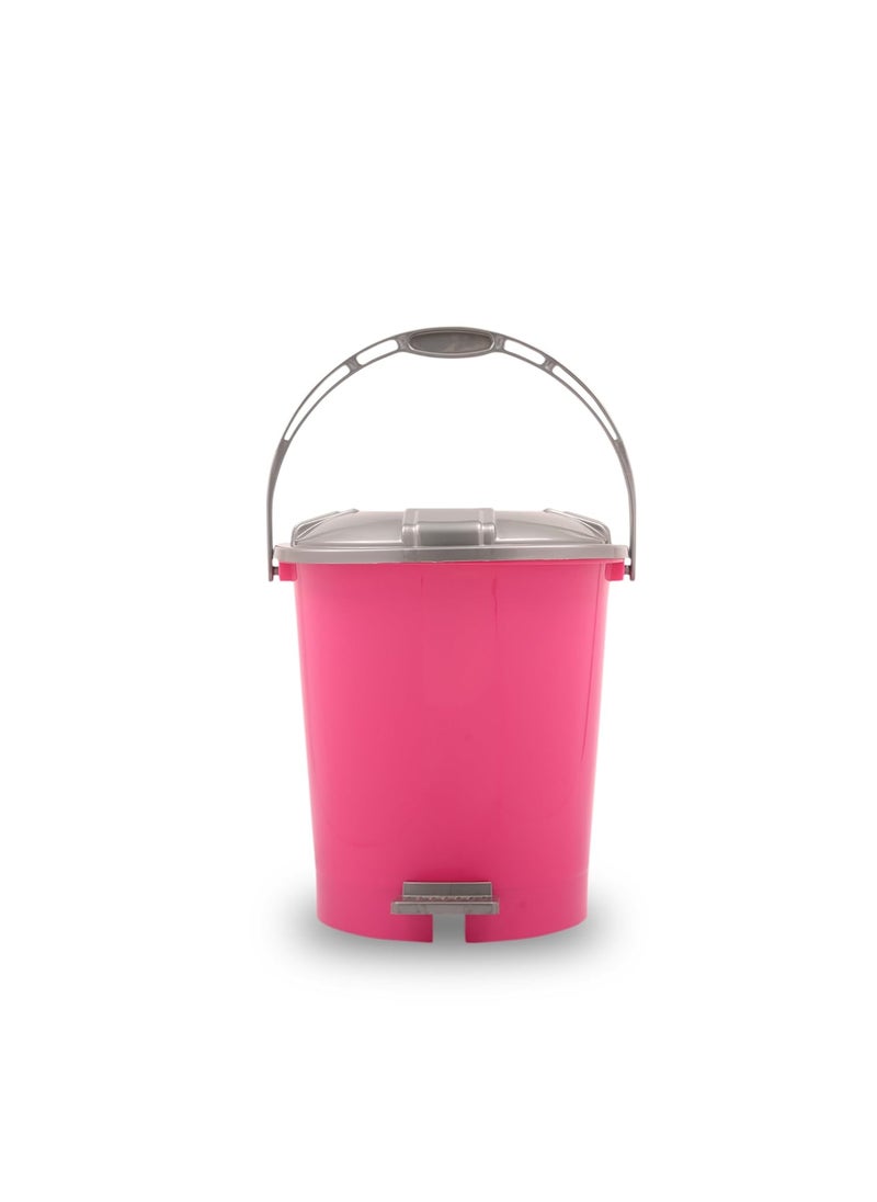 Kuber Industries - Kuber Industries Pack of 2 Pedal Dustbin | 10 Liter | Dustbin for Bathroom & Kitchen with Lid | Garbage Bin with Handle | Wet & Dry Waste Bin | Check Dhakan Trash Can | Pink & Grey - Image 1