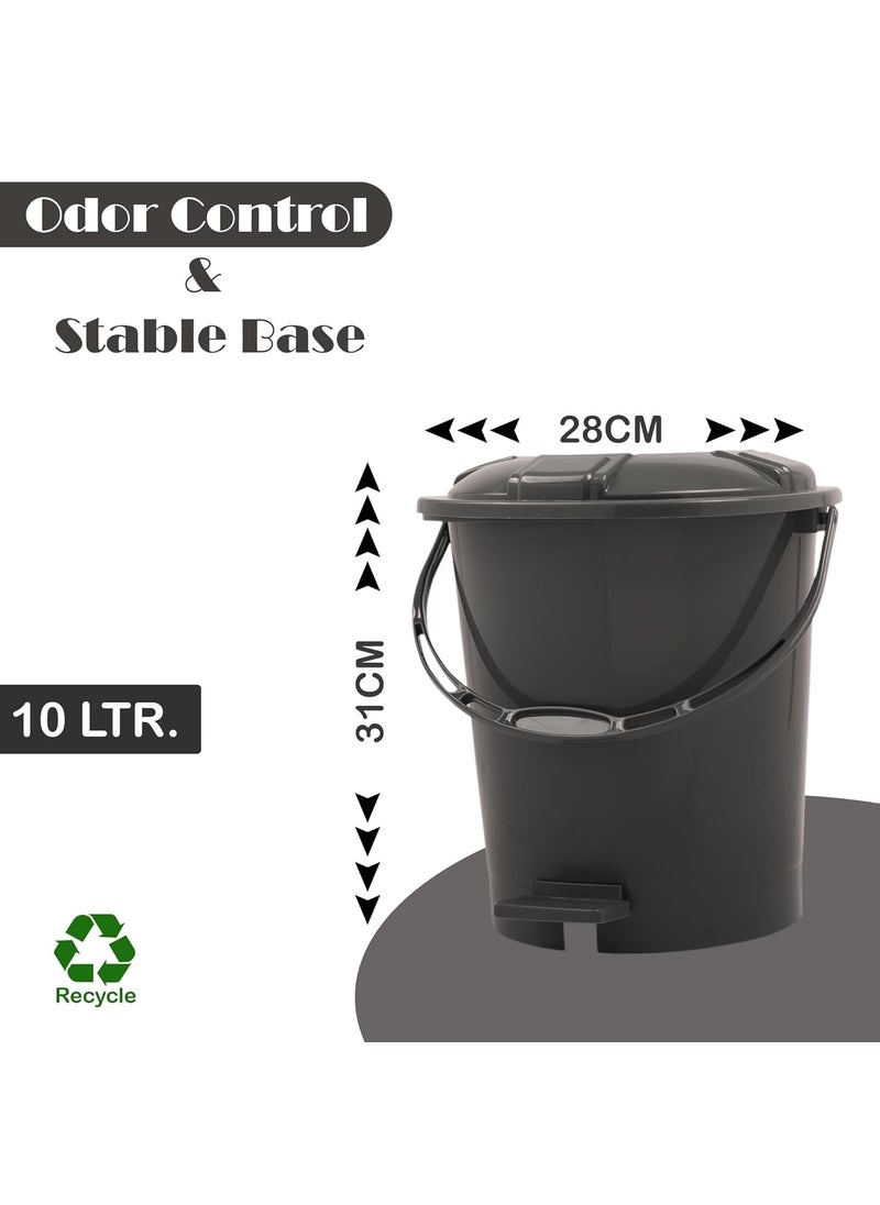 Kuber Industries - Kuber Industries Pack of 2 Pedal Dustbin | 10 Liter | Dustbin for Bathroom & Kitchen with Lid | Garbage Bin with Handle | Wet & Dry Waste Bin | Check Dhakan Trash Can | Pink & Grey - Image 1