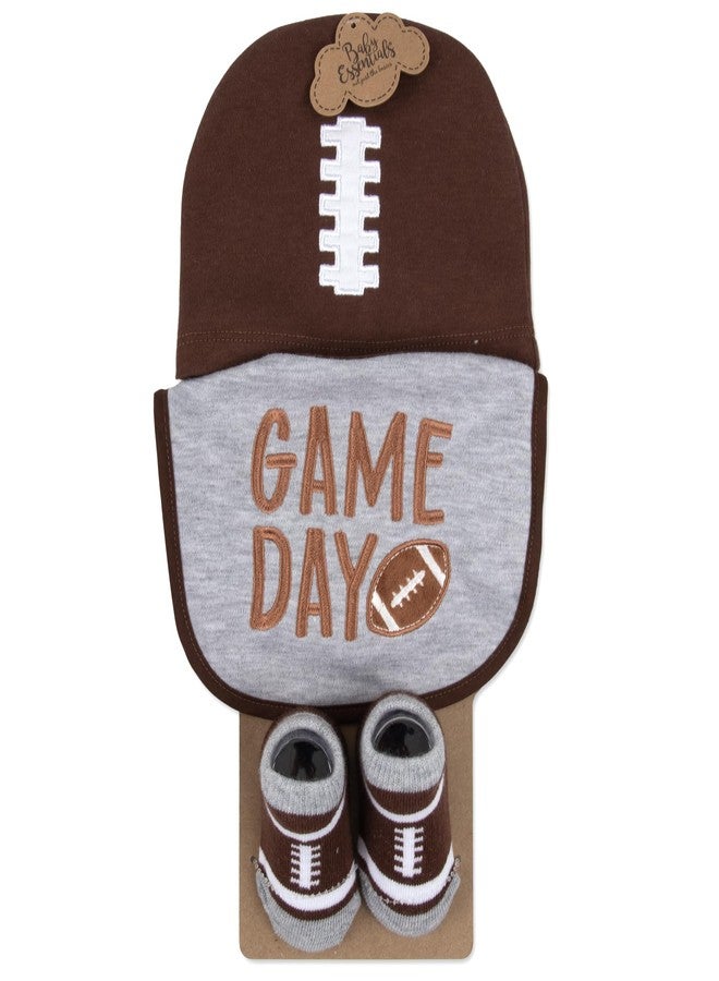 Baby Essentials Baby Bib, Booties & Cap Gift Set - 3pc Football “Game Day” Outfit for Boys & Girls - Fall Tailgating & Sports Baby Gift - Image 3