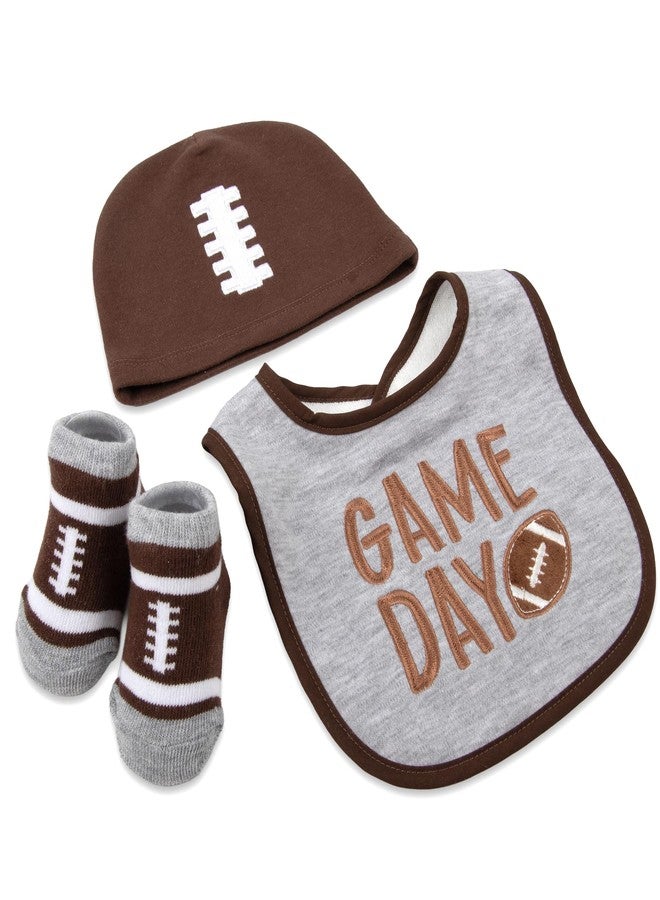 Baby Essentials Baby Bib, Booties & Cap Gift Set - 3pc Football “Game Day” Outfit for Boys & Girls - Fall Tailgating & Sports Baby Gift - Image 2