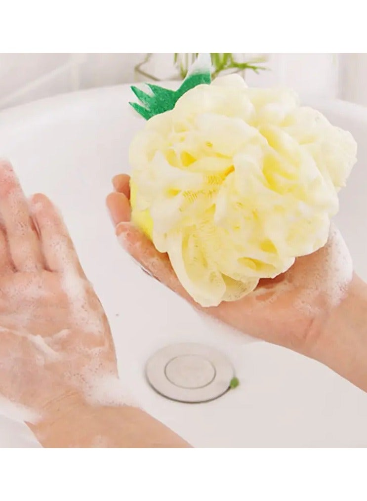 يوكانبي 4 قطع مجموعة من الإسفنج الاستحمام الناعم واللطيف للأطفال-أنماط الكرتون الفاكهة اللطيفة ، مناسبة للأولاد والبنات ، إكسسوارات الاستحمام بدون عطر - Image 2