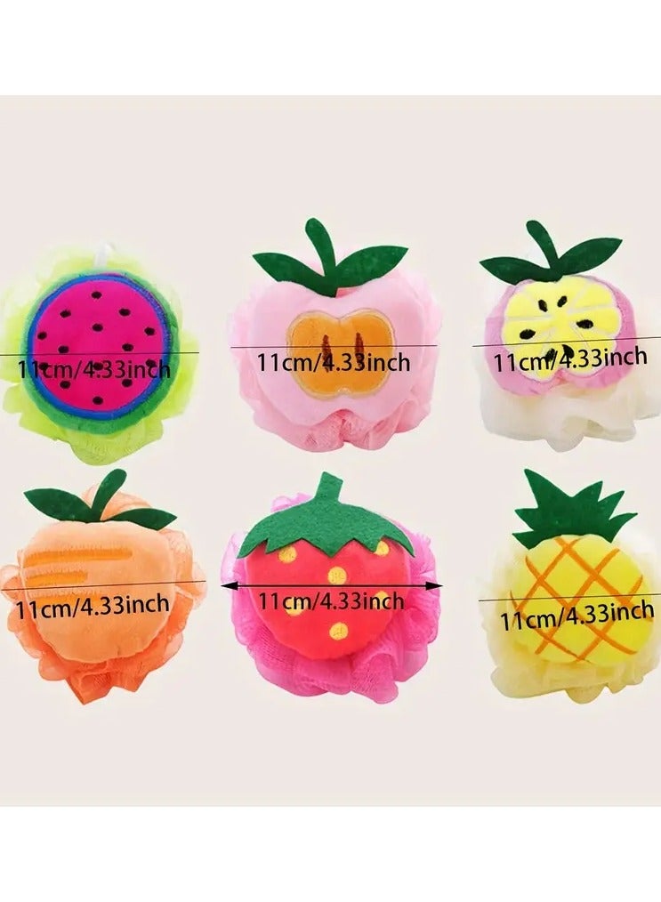 يوكانبي 4 قطع مجموعة من الإسفنج الاستحمام الناعم واللطيف للأطفال-أنماط الكرتون الفاكهة اللطيفة ، مناسبة للأولاد والبنات ، إكسسوارات الاستحمام بدون عطر - Image 4